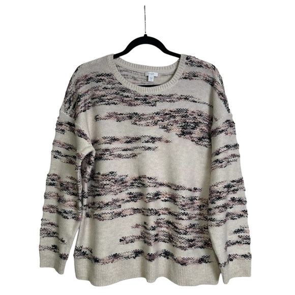 J. Jill Pure Jill Sz Large Petite Cream Multicolored Intarsia Sweater - Picture 1 of 5
